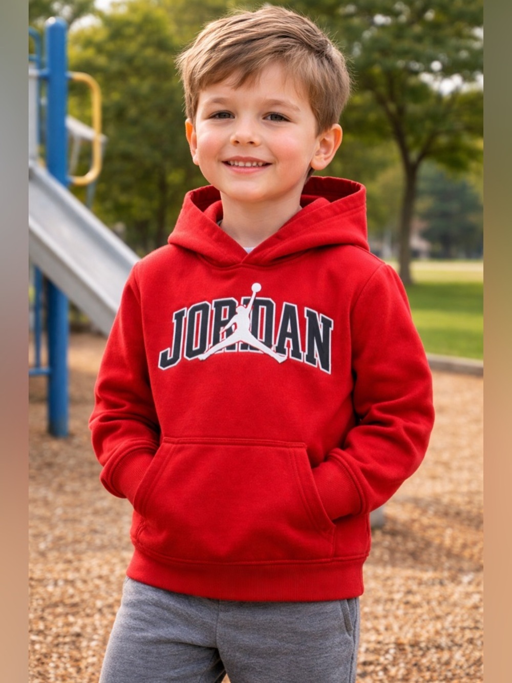 Red Jordan Hoodie kids small ( 4-5 years )